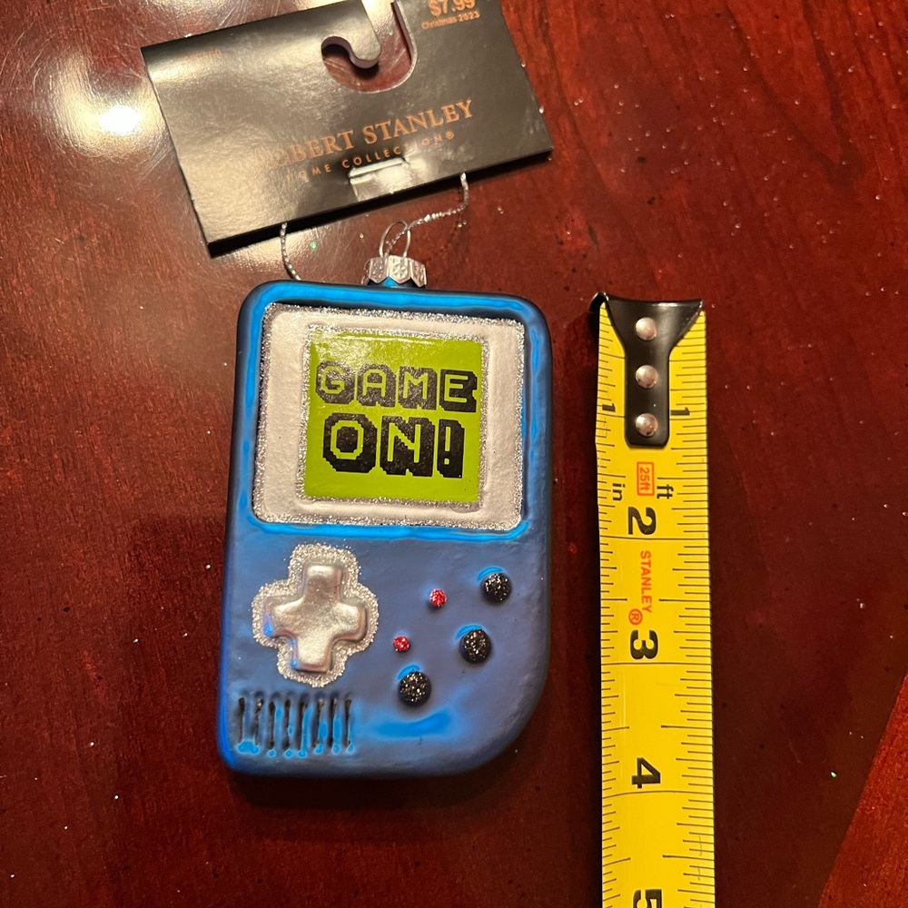 New Glass Blue Hand Held Game Ornament